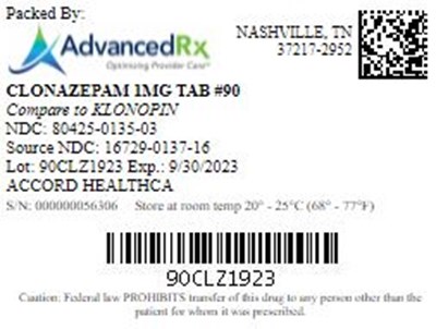 Clonazepam 1mg Tab Qty 90 Ndc 80425 0135